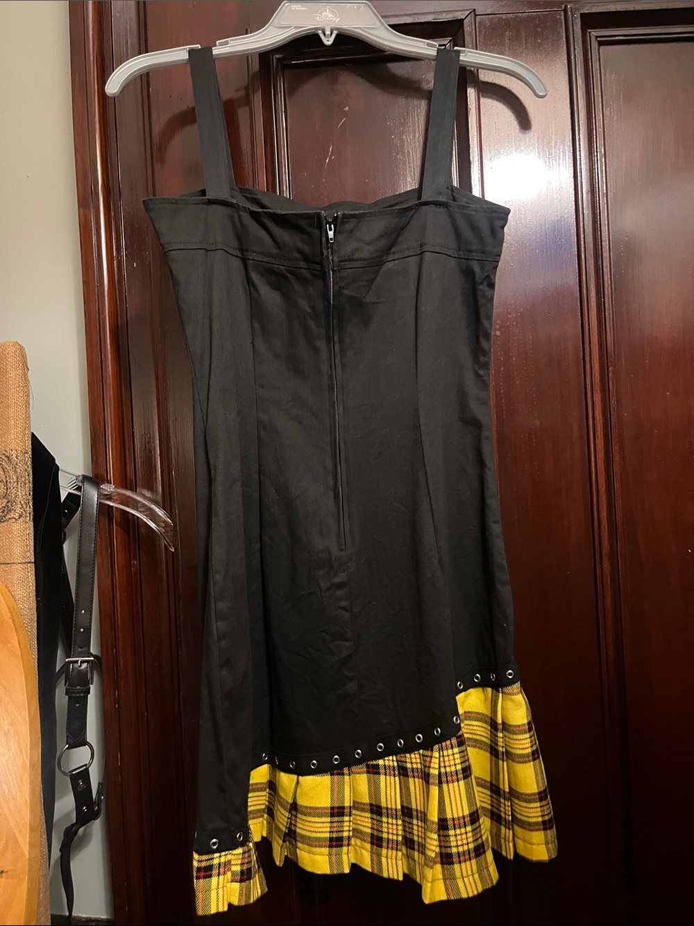 Black Eyelet Detail Dress with Yellow Plaid Hem 2005 - Picture 3 of 3